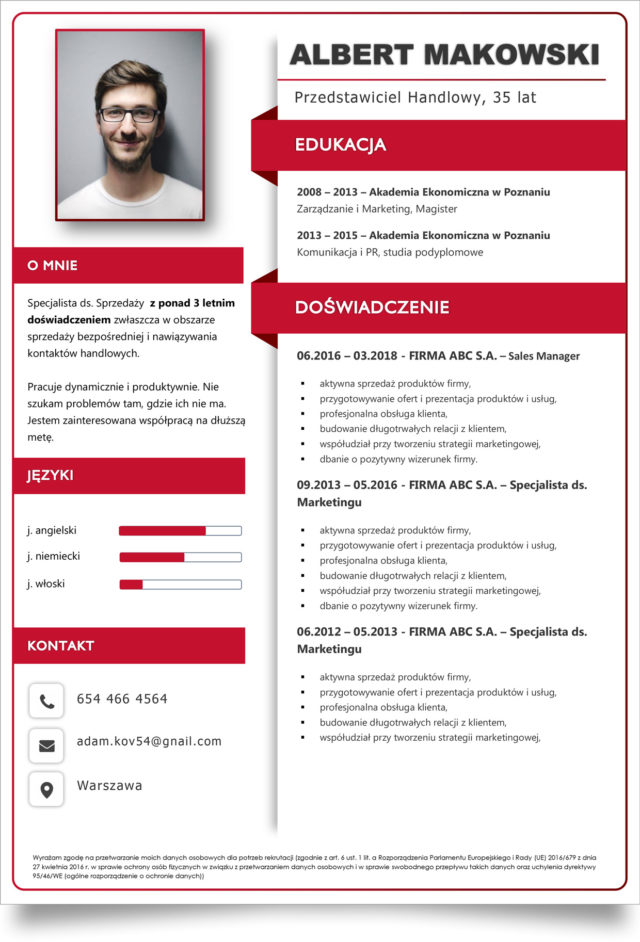 Nowoczesny szablon CV WORD ⇒ Pobierasz w Wordzie do Edycji